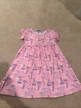 Flap happy pink sailboat dress